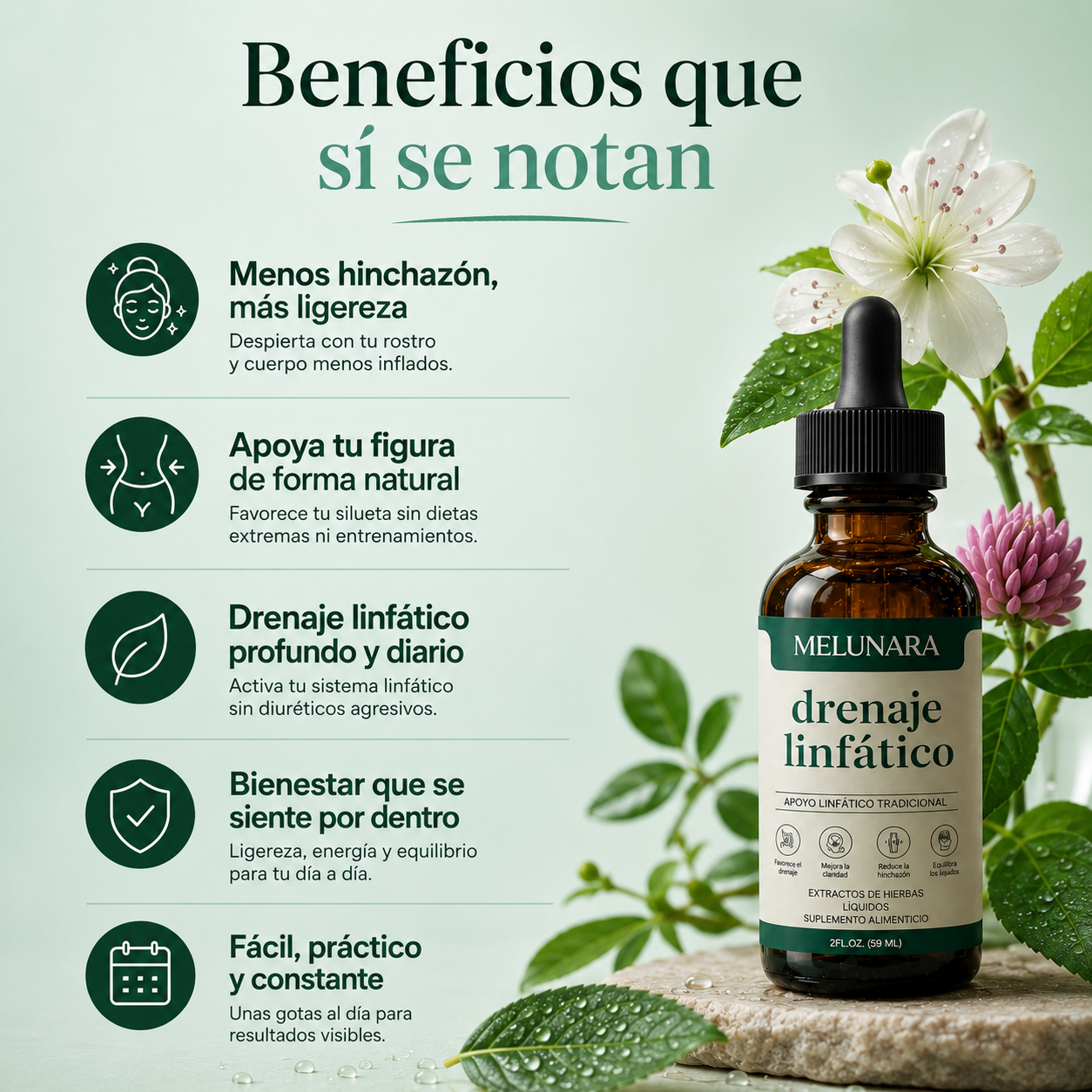Melunara | Gotas de Bienestar para Drenaje Linfático