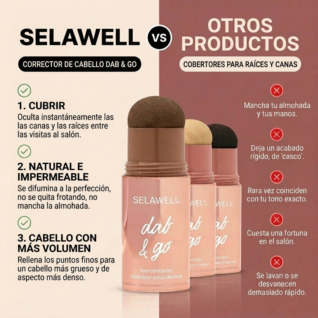 MELUNARA Dab & Go — Corrector capilar que cubre las canas y las raíces en 10 segundos