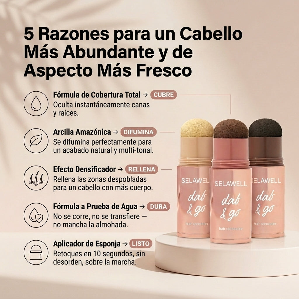 MELUNARA Dab & Go — Corrector capilar que cubre las canas y las raíces en 10 segundos